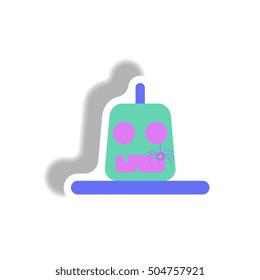 Vector illustration paper sticker Halloween icon pumpkin and spider