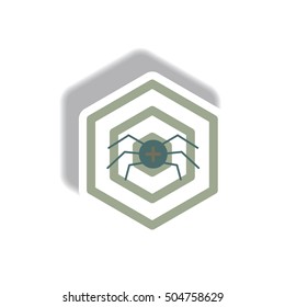 Vector illustration paper sticker Halloween icon spider for party decoration