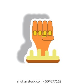 Vector illustration paper sticker Halloween icon zombie undead hand