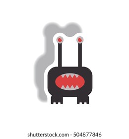 Vector illustration paper sticker Halloween icon monster