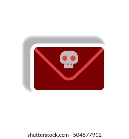 Vector illustration paper sticker Halloween icon Envelope with skull
