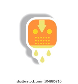 Vector illustration paper sticker Halloween icon Bloody Hockey Mask