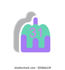 Vector illustration paper sticker Halloween icon pumpkin