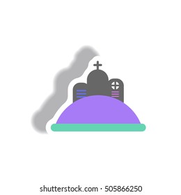 Vector illustration paper sticker Halloween icon cemetery
