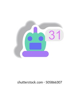 Vector illustration paper sticker Halloween icon pumpkin and number 31