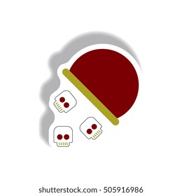 Vector illustration paper sticker Halloween icon ladle and skulls