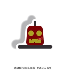 Vector illustration paper sticker Halloween icon pumpkin and spider