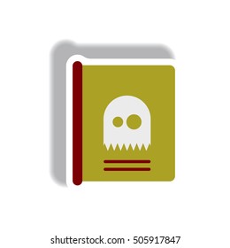Vector illustration paper sticker Halloween icon Mystery ghost book
