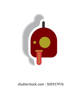 Vector illustration paper sticker Halloween icon pumpkin and tongue