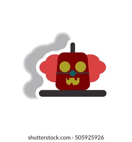 Vector illustration paper sticker Halloween icon pumpkin clown