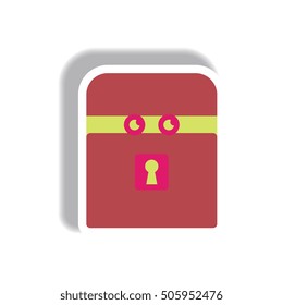 Vector illustration paper sticker Halloween icon box with eyes