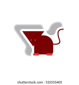 Vector illustration paper sticker Halloween icon cat with funny head