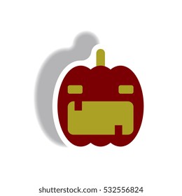 Vector illustration paper sticker Halloween icon pumpkin