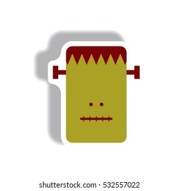 Vector illustration paper sticker Halloween icon monster