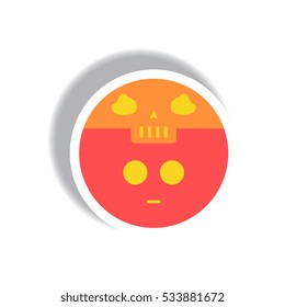 Vector illustration paper sticker Halloween icon ghost and moon