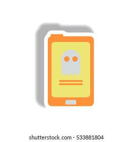 Vector illustration paper sticker Halloween icon ghost online
