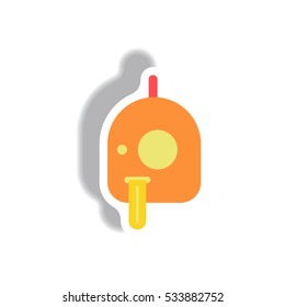 Vector illustration paper sticker Halloween icon pumpkin and tongue