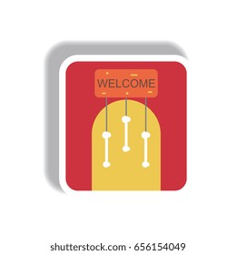 Vector illustration paper sticker Halloween icon party door
