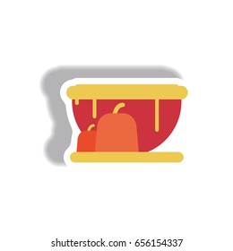 Vector illustration paper sticker Halloween icon bloody jelly