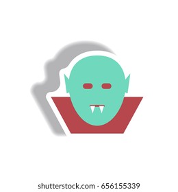 Vector illustration paper sticker Halloween icon Dracula