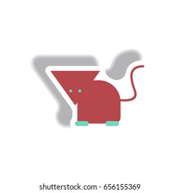 Vector illustration paper sticker Halloween icon cat with funny head