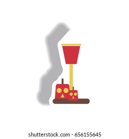 Vector illustration paper sticker Halloween icon pumpkin and lamp