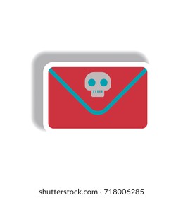 Vector illustration paper sticker Halloween icon Envelope with skull