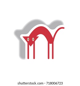 Vector illustration paper sticker Halloween icon Cat