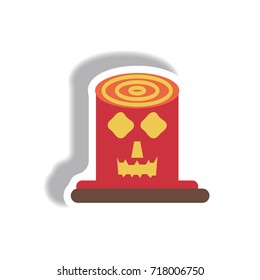 Vector illustration paper sticker Halloween icon Spooky tree trunk stump