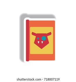 Vector illustration paper sticker Halloween icon scary story book