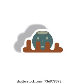 Vector illustration paper sticker Halloween icon pumpkin