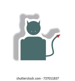 Vector illustration paper sticker Halloween icon Devil