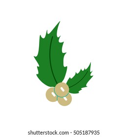 Vector illustration in paper sticker style christmas rowanberry