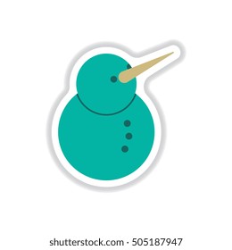 Vector illustration in paper sticker style Snowman