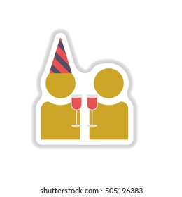 Vector illustration in paper sticker style New Year Celebration