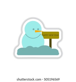 Vector illustration in paper sticker style Snowman