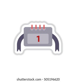 Vector illustration in paper sticker style christmas calendar January First