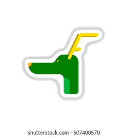 Vector illustration in paper sticker style Christmas deer