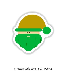 Vector illustration in paper sticker style Santa Claus face