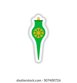 Vector illustration in paper sticker style Christmas decorations with snowflake