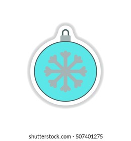 Vector illustration in paper sticker style Christmas ball and snowflake