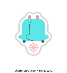 Vector illustration in paper sticker style Christmas decoration rings and snowflake