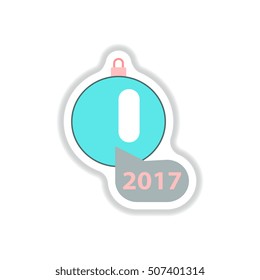 Vector illustration in paper sticker style Christmas ball and new 2017 year