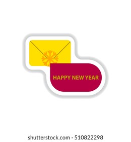 Vector illustration in paper sticker style envelope and snowflake