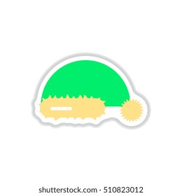 Vector illustration in paper sticker style Santa hat