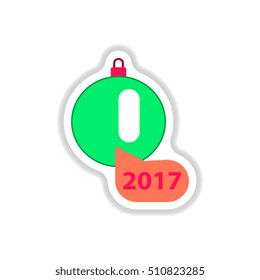 Vector illustration in paper sticker style Christmas ball and new 2017 year