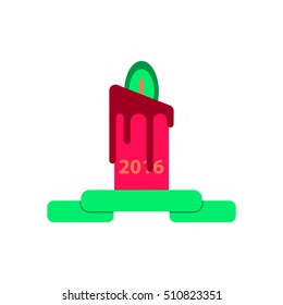 Vector illustration in paper sticker style candle with year number
