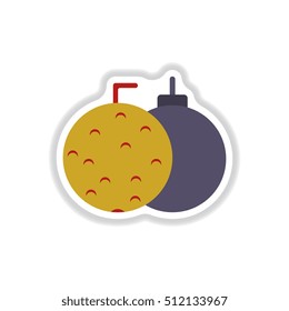 Vector illustration in paper sticker style Christmas balls