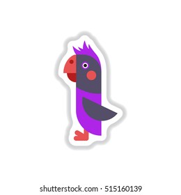 Vector illustration in paper sticker style parrot Cockatoo