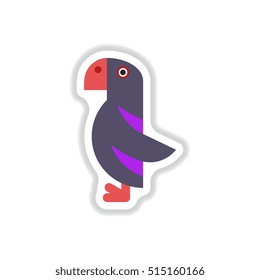 Vector illustration in paper sticker style parrot